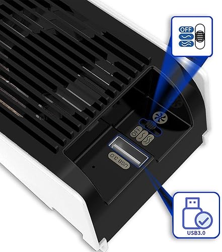 Miniatura 2 de Ventilador de refrigeración para PS5, ventilador silencioso mejorado con luz LED, accesorios de refrigeración horizontal con concentradores USB3.0,