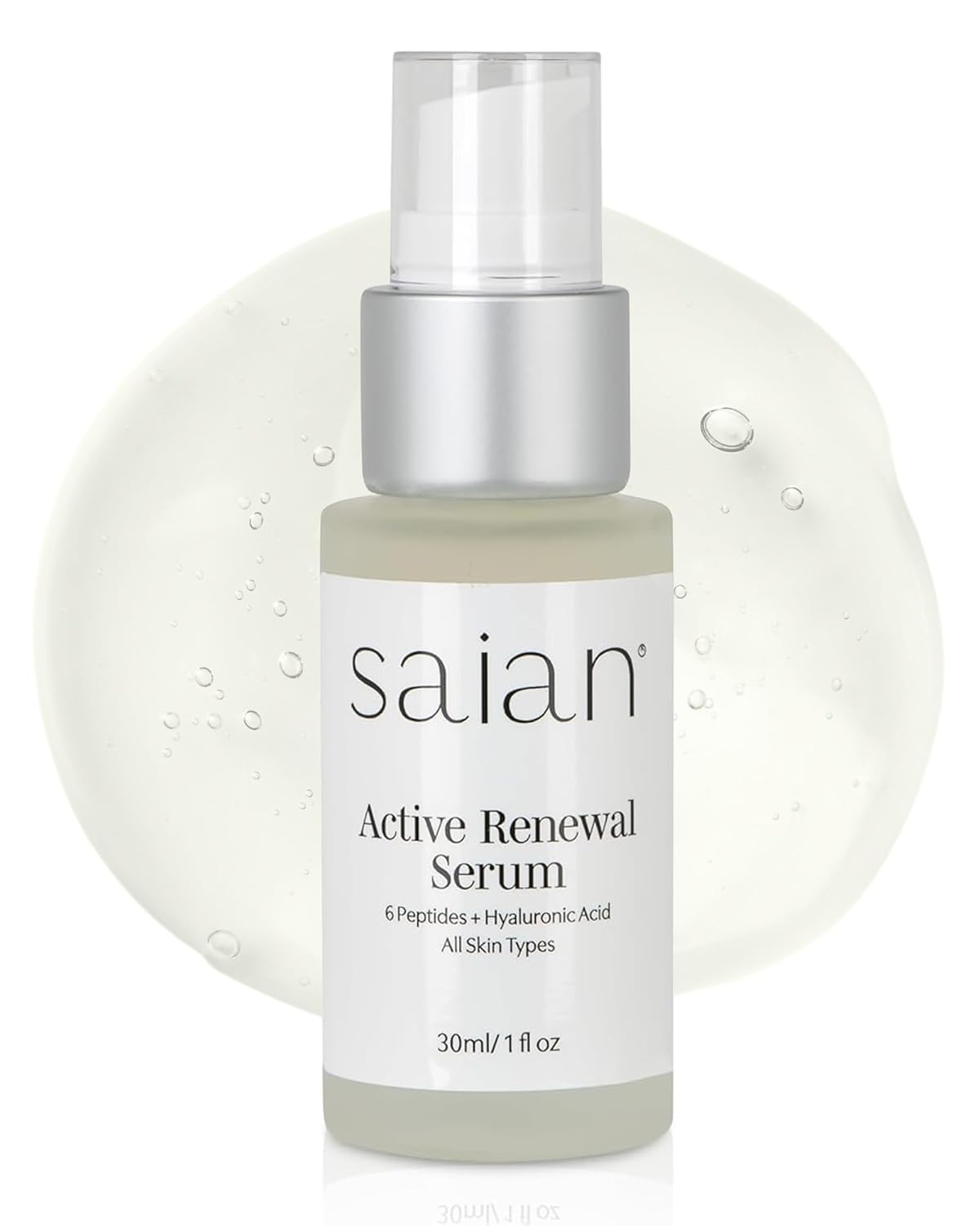 Saian Active Renewal Peptide Serum – Anti-Wrinkle Firming Facial Skin Booster with Hyaluronic Acid & Multi-Peptide Complex | Smooths Fine Lines, Crows Feet & Aging Skin | Vegan Spa-Grade Skincare