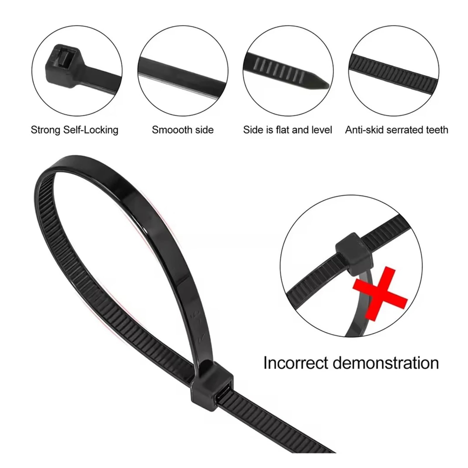 Bridas de nailon 500 Uds bridas de nailon correas de grado Industrial blanco negro cuerda for atar fuerte plástico autoblocante(6 mm inner diameter,4x200-500pcs)
