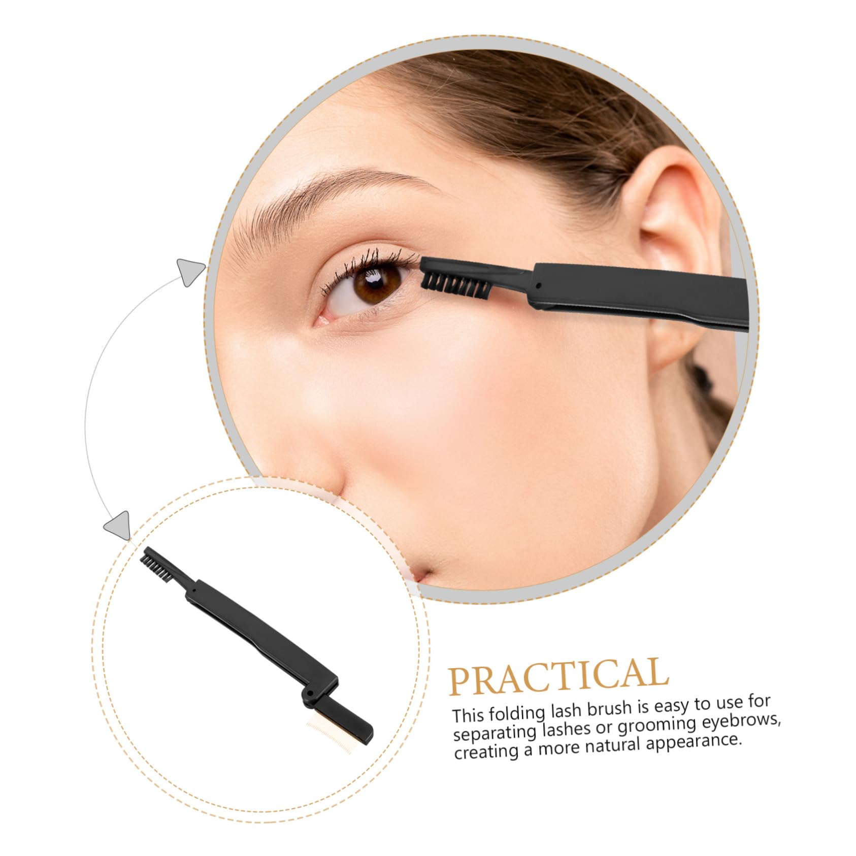 Baluue Lightweight Lash Separator Eyebrow Brush Portable Folding Eyelash Comb for Women