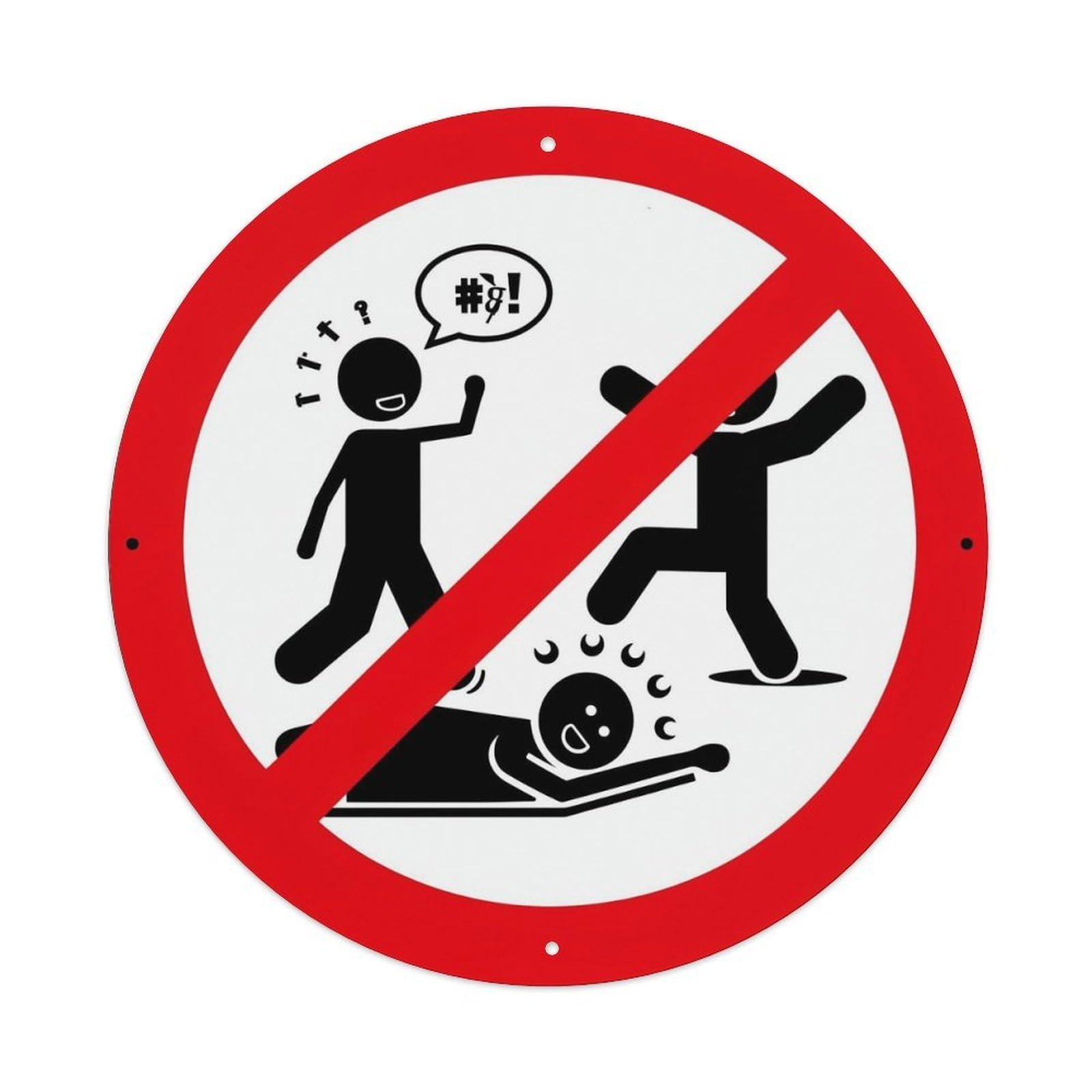 No Fighting Or Violence Sign Tin Sign Metal Poster Vintage Metal Signs for Home Man Cave Bar Cafe Kitchen laundry room Wall Decorations 8x8 inches
