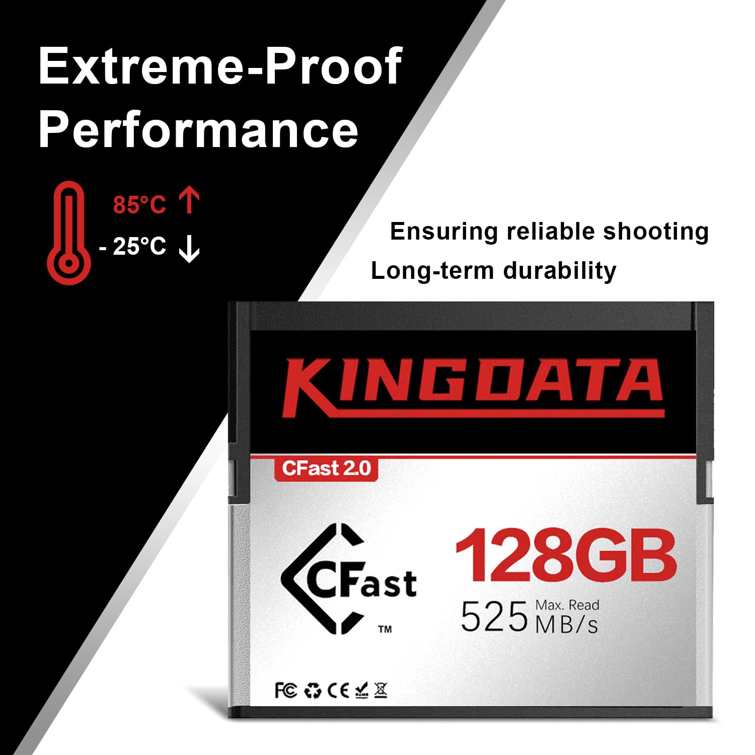 CFast 2.0 Tarjeta de Memoria 128GB CF Alta Velocidad Lectura hasta 525MB/s para Video 6K, para Cámaras Can on y Cámaras de Cine So NY