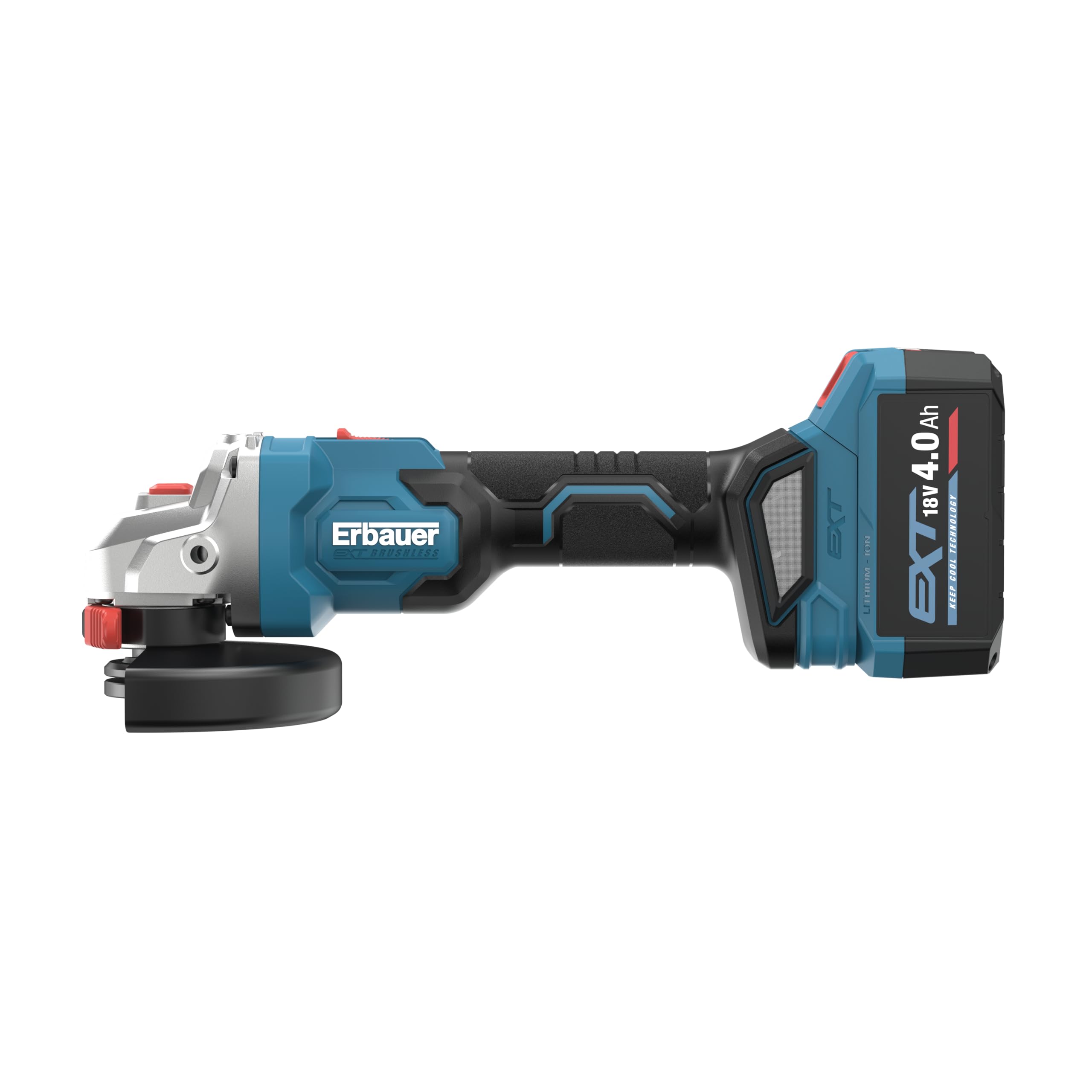 Erbauer Meuleuse sans Fil 18V 4Ah 125mm, Batterie et Chargeur Inclus | Meuleuse d'Angle, ERI1083GRD, Brushless