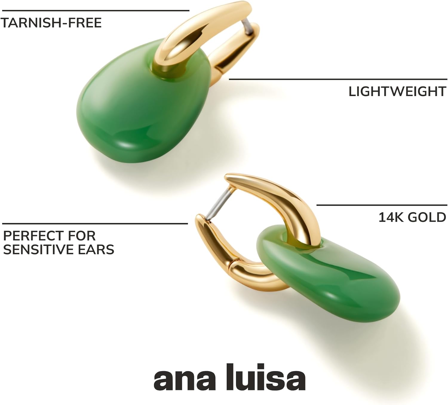 Ana Luisa Sage Drop Earrings for Women - 14K Gold Plated and Silver Two Tone Dangle Hoops, Assorted Styles - Small Gold Double Hoop Earrings - Lightweight, Hypoallergenic, Tarnish-Free Jewelry - Image 3