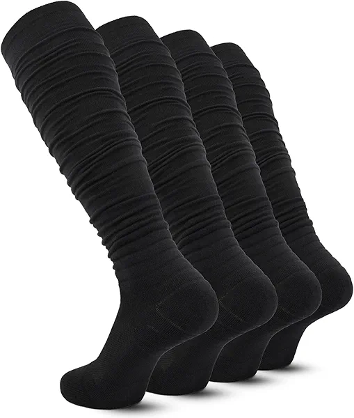 IRAMY Scrunch Football Socks Ultra Long 1 Pack/2 Packs Combed Cotton With Ankle Support Padded Knee High Socks Youth Adult