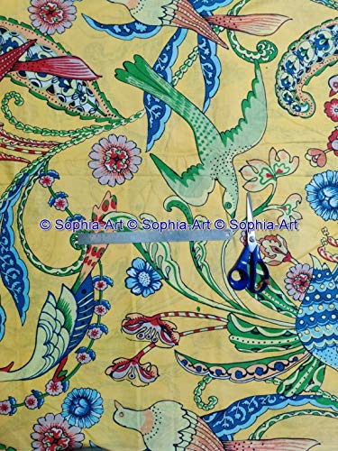 The Yard - Tessuto in voile con stampa indiana a forma di pavone con stampa etnica Sanganer Kurti, per sartoria, cucito e trapuntatura zingara