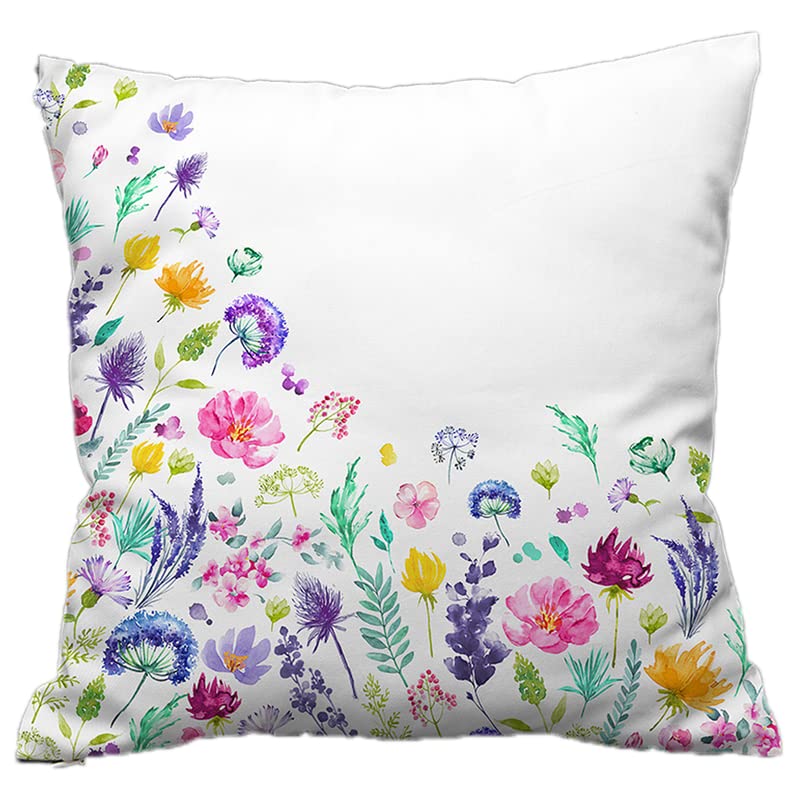 NightComfort 100% Cotton Cushion Cover Luxury Designer Indoor & Outdoor use - Fresh Floral - Ideal For Sofas, Living Room, Bedroom, Rattan Garden Furniture Sets, Chairs, Benches (45x45cm) - Pack of 2 โ image 1