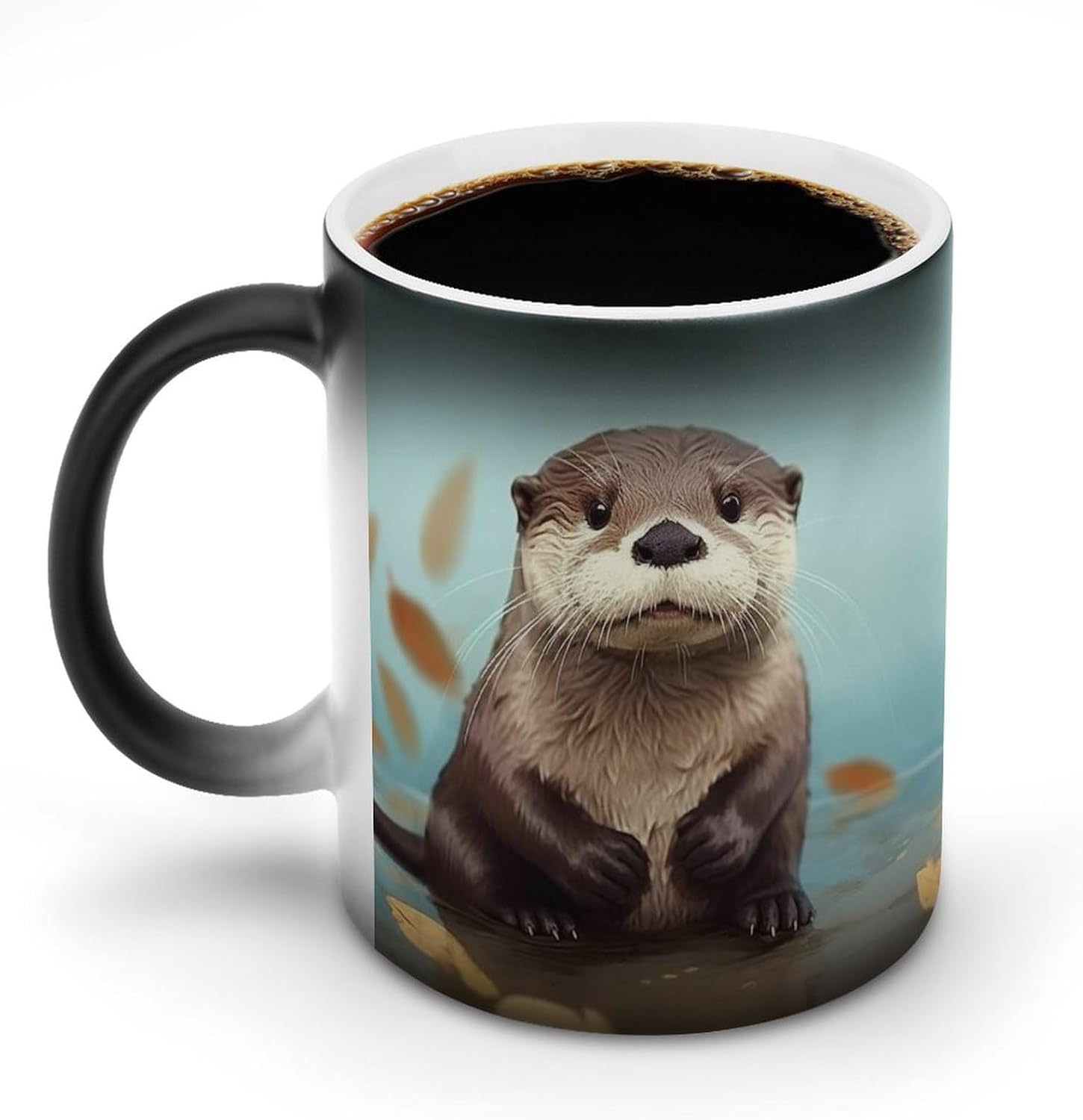 Color Changing Mug Cute Otter Printed Ceramic Coffee Mug Heat Changing Sensitive Mug Magic Heat Changing Coffee Mug Novelty Coffee Mugs