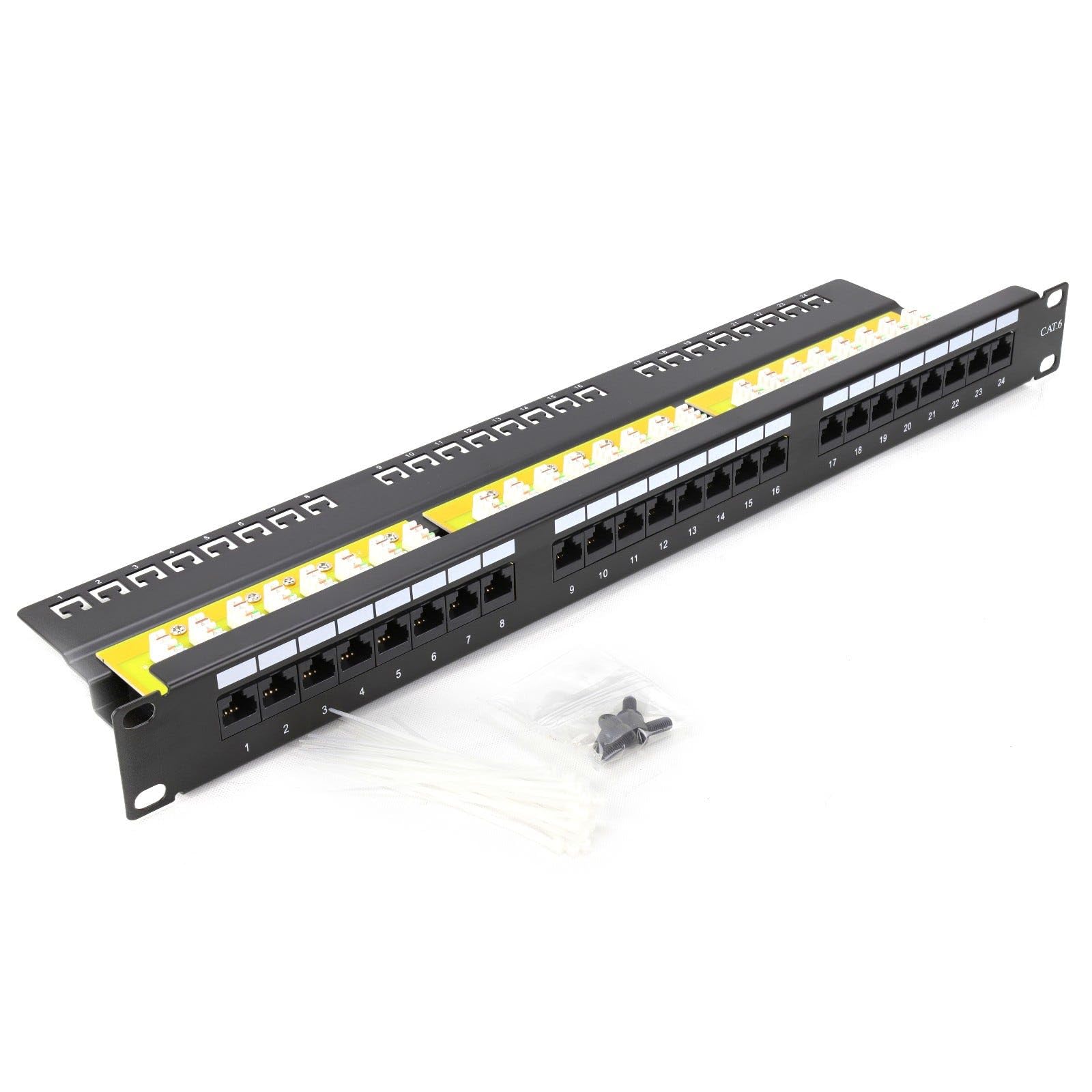 24 Port Vertical Punchdown CAT6 Patch Panel 19 inch Network UTP & Cable Management