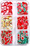 1 Box 6 Grid Fruit Slices Nail Sliders, Mixed Tiny Nail Jewelry, DIY Craft Polymer Clay Manicure Decor, 3D Nail Art Charm Decoration5