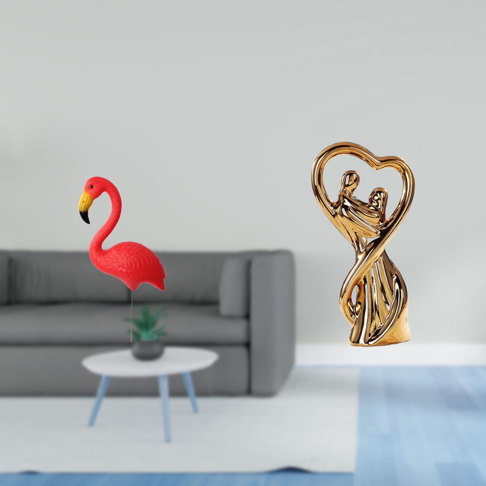Enakshi® Flamingo Fairy Garden Sculpture Ornament for Spring Holiday Yard Art with Couple Statue Figurine Lovers Gift for Anniversary Family-image-44