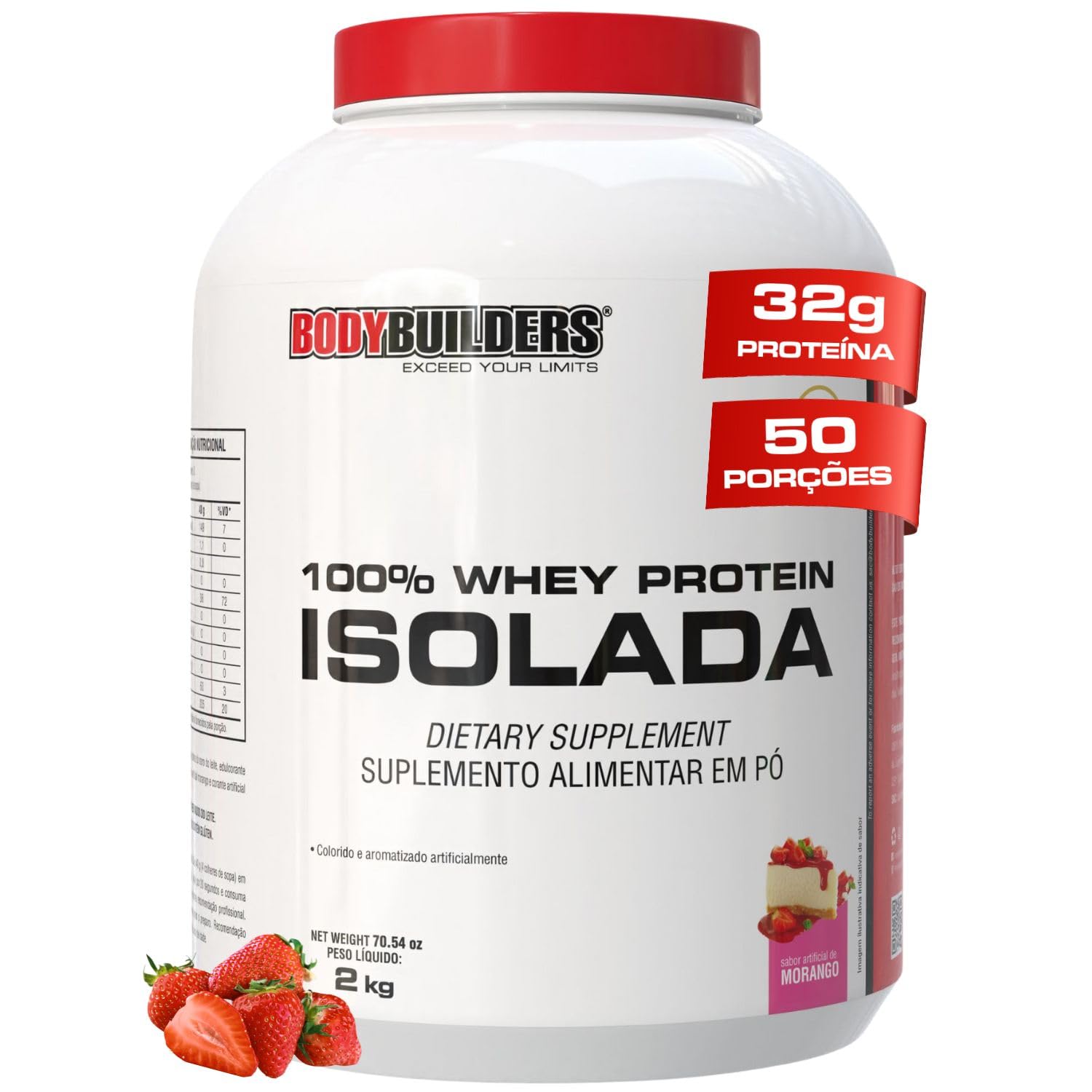 Whey Protein 100% Isolada Morango 2kg - Bodybuilders
