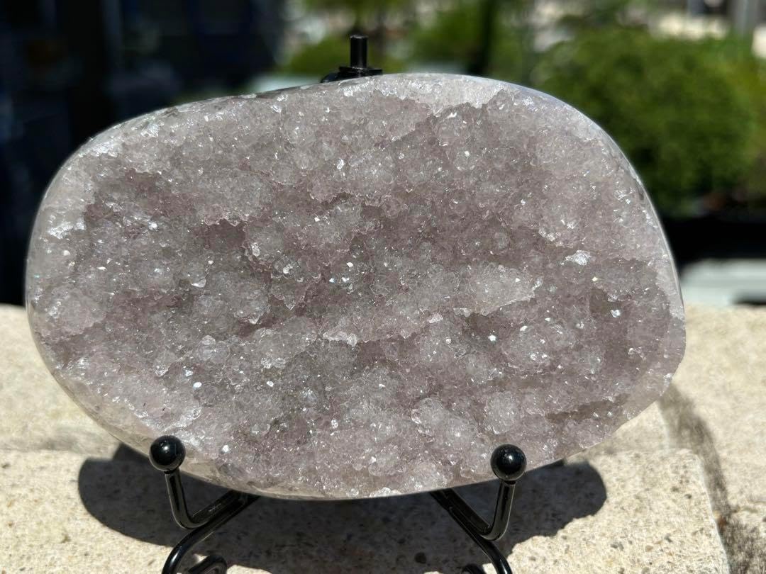 【強力浄化・直感力・洞察力】希少！薄ピンクアメジストクラスター⭐️N16⭐台座付 強力浄化直感力洞察力！薄ピンクアメジストクラスターN16付 楽天