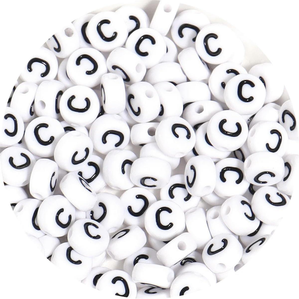 HUIOYG 100pcs/Lot Alphabet Beads Flat Round Letter Acrylic for Jewelry Making