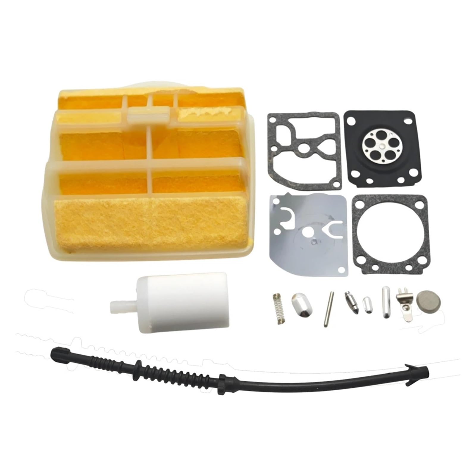 Dingmao Kit de reconstrucción de reparación de carburador apto for Hus 445 445E 450 450E línea de filtro de combustible y aire motosierra reemplazar pieza de repuesto