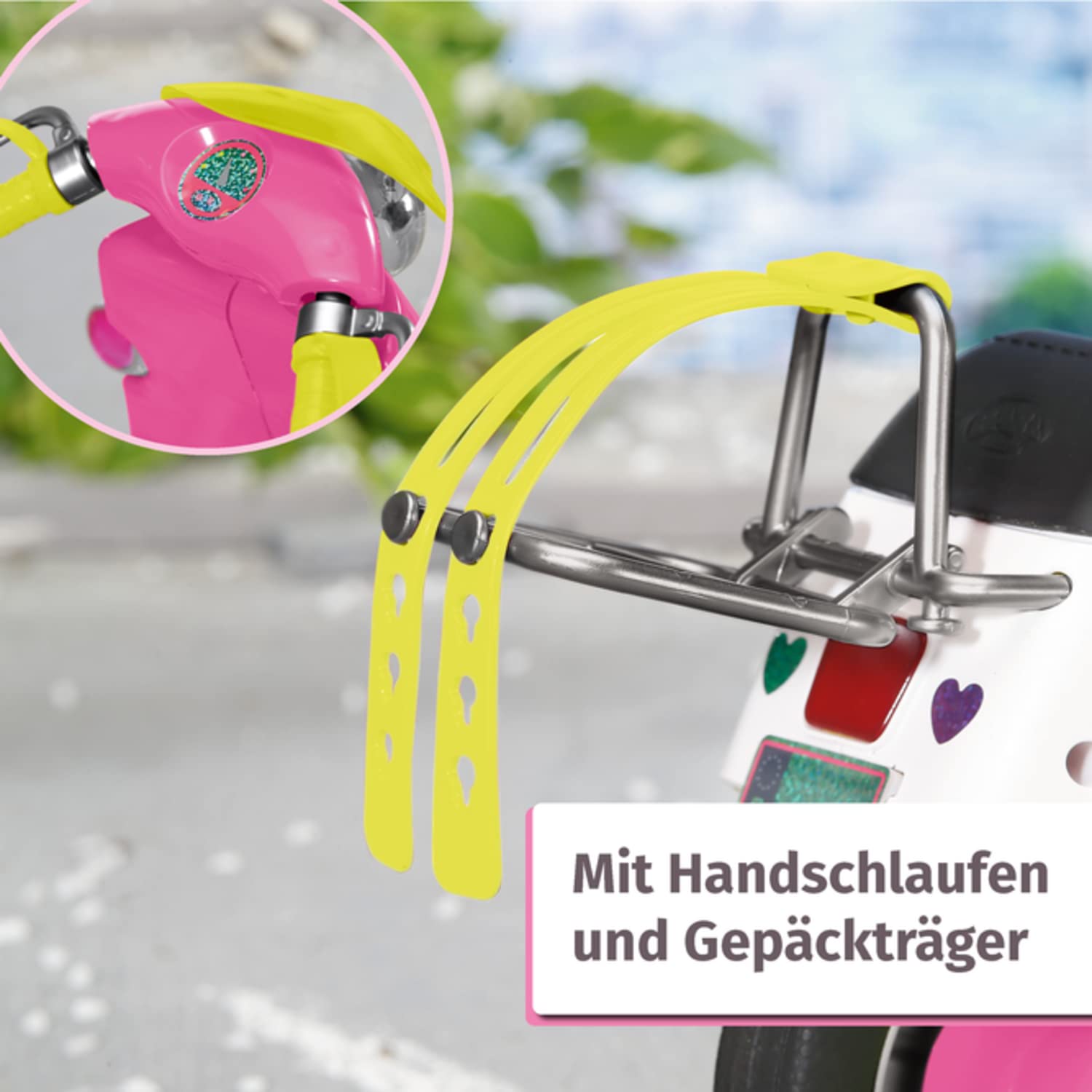 BABY born City RC Glam-Scooter, ferngesteuerter Roller für Puppen mit Lichtfunktion, 830192 Zapf Creation, Rosa