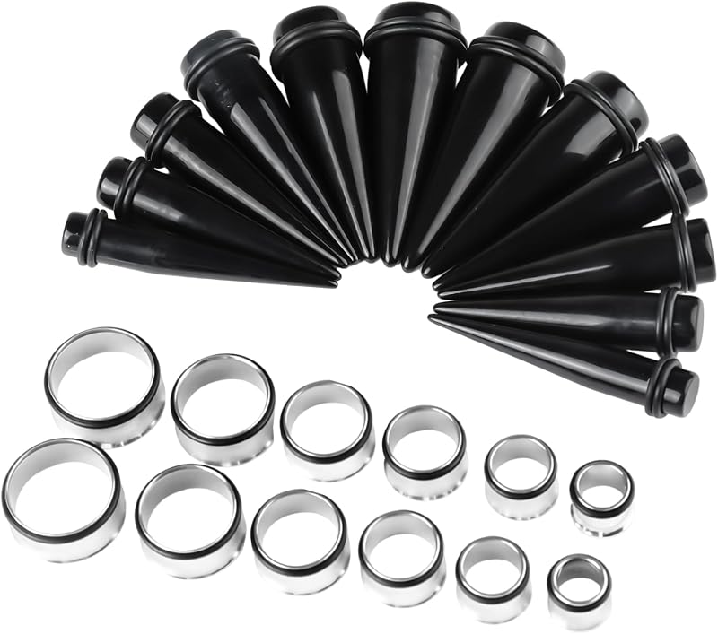 WINSENET Kit para Alargamento de Orelha com Tapers e Túneis, 00G a 13/16" (20 mm), Pacote com 24 unidades