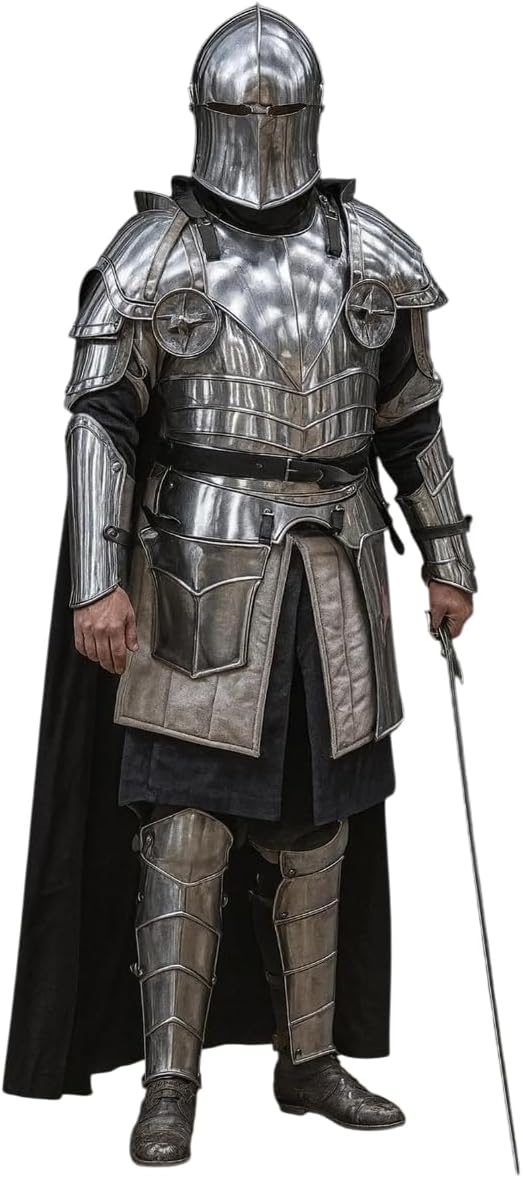 NauticalMart Medieval Knight Full Body Barbuta Armor- Wearable 18 Gauge Steel Suit Armor for LARP, Cosplay, & Theater Act Costume, Historical Reenactments