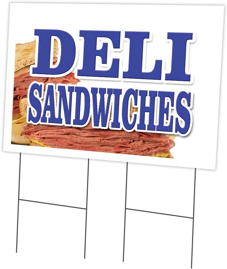 Deli Sandwiches 2 Pack of 12" x 16" Yard Sign & Stake | Advertise Your Business | Stake Included Image On Both Sides | Made in The USA