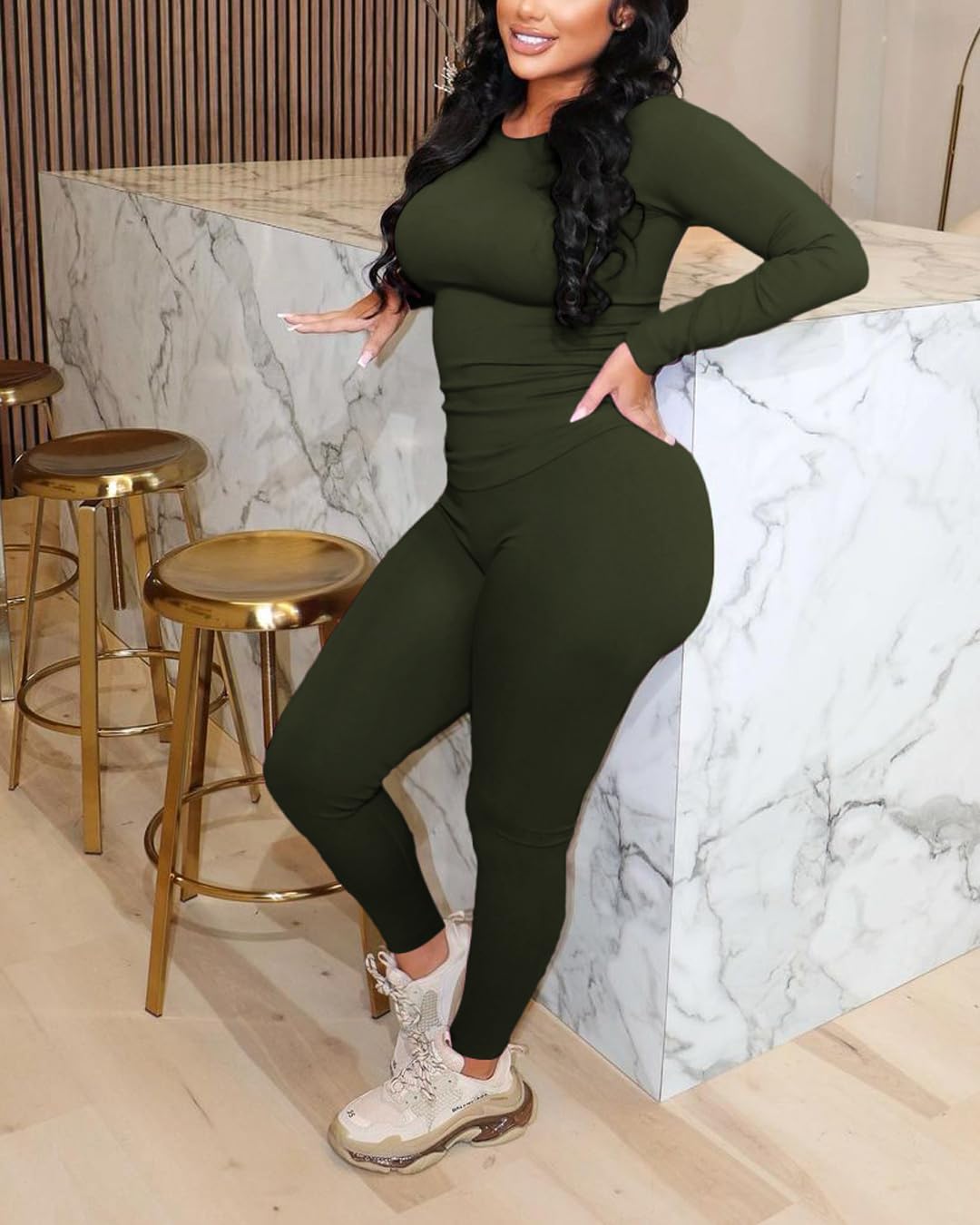 Women's 2 Piece Outfits Track Suits Long Sleeve Top Jogger Legging Pants Workout Sets for women - Image 3