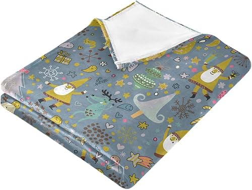 Miniatura 2 de FRODOTGV Santa Claus Reindeer Gift Hearts Trees Microfiber Blankets & Throws for Adults Kids, Comfy Fall Blanket for Travel Office 60x90 Inches
