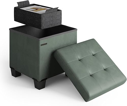 Miniatura 307 de Otomana plegable para dormitorio o sala de estar, con contenedores de almacenamiento, reposapiés para el extremo de la cama, soporta hasta 660 lb,