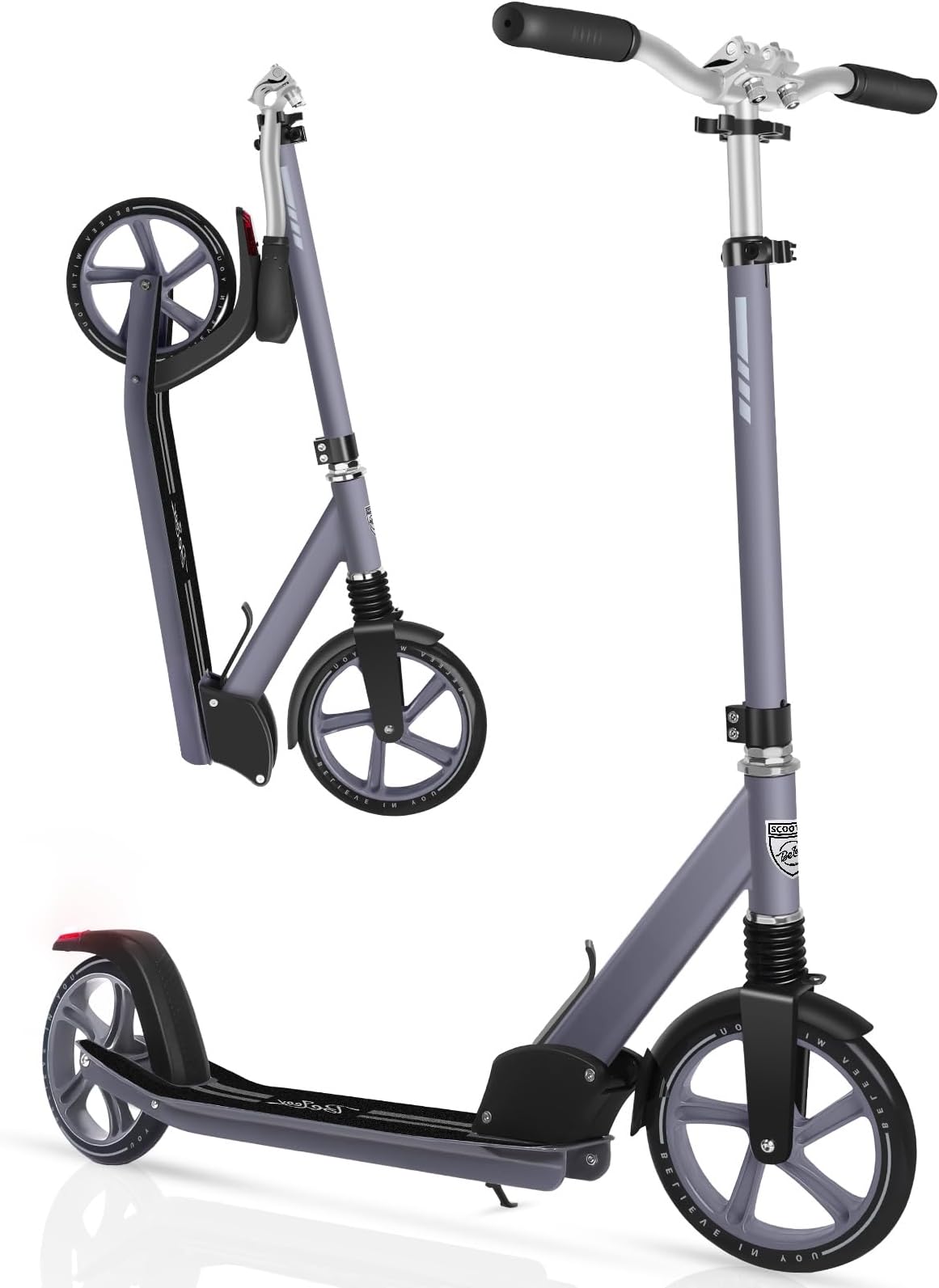 BELEEV Scooter for Kids, 200mm Big Wheel adult Scooters for Boys and Girls, 4 Adjustable Handlebar, Front Suspension, 2 Wheels Scooter with Carry Strap, up to 100Kg