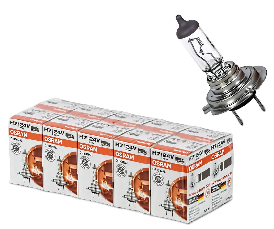 10 x Osram H7 Lampe 24V 70W E1 Made in Germany 24 Volt 70 Watt 64215 H7 lamp