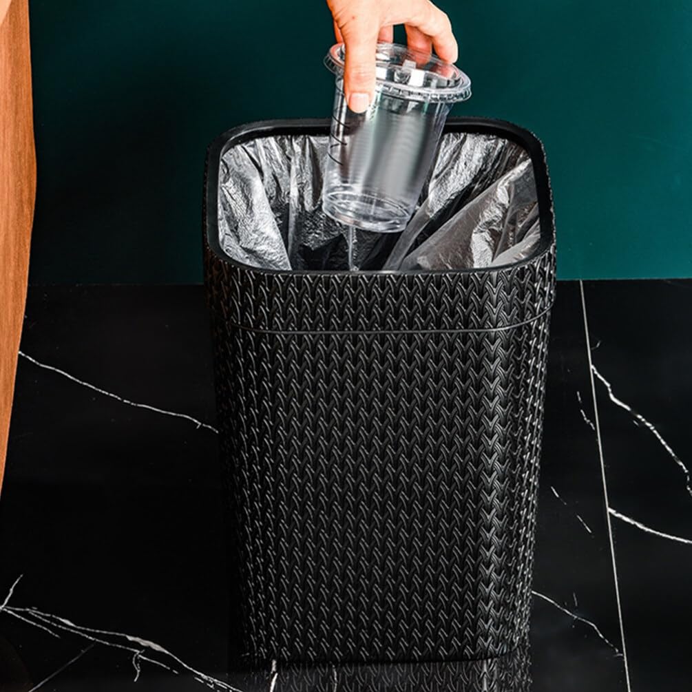 PRETYZOOM Pattumiera in vimini con coperchio camera da letto bagno bidone della spazzatura Boho cestino dei rifiuti in vimini tessuto pattumiere ufficio cestino portaoggetti in rattan per sotto