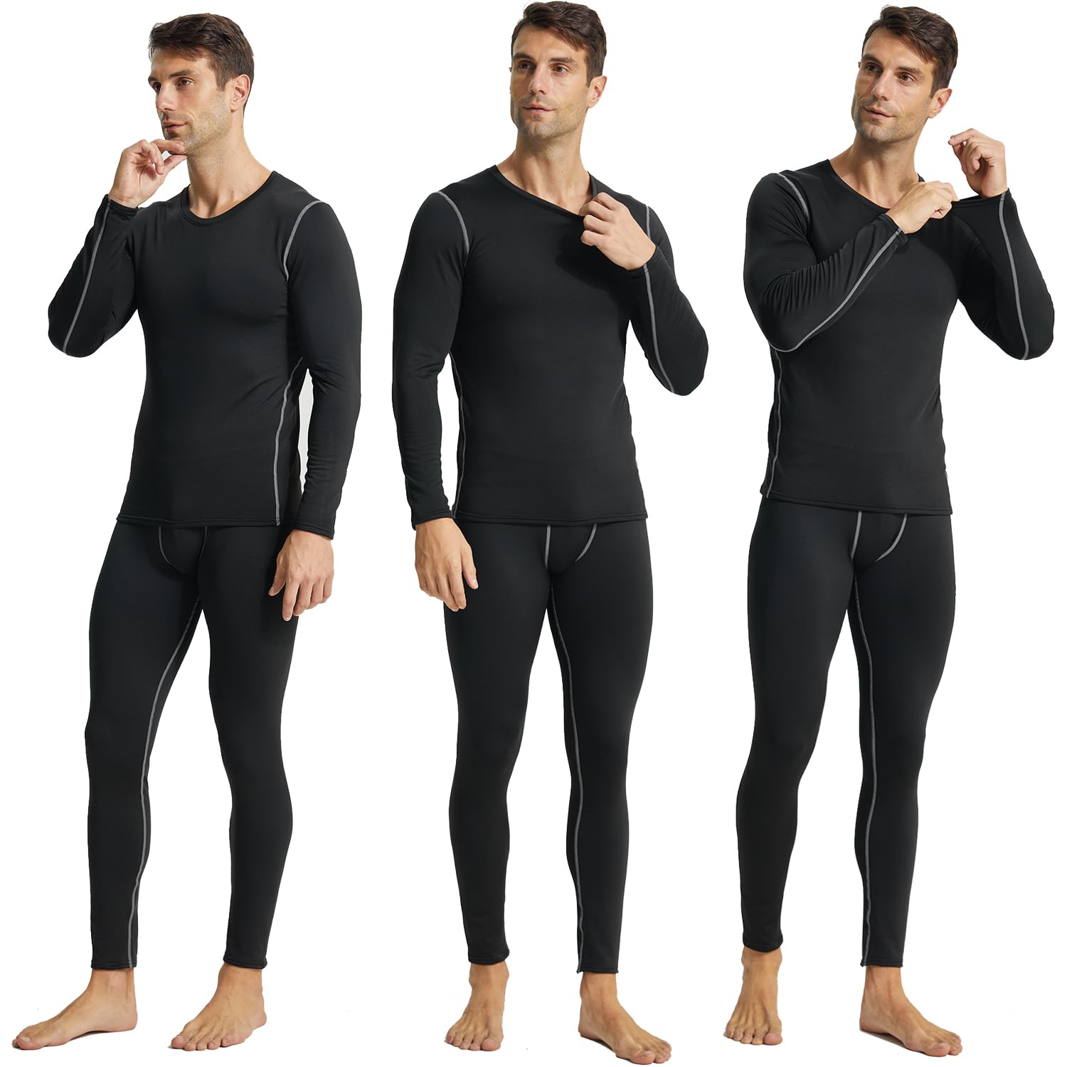 LANBAOSI Herren-Thermounterwäsche-Set, lange Unterhose, mit Fleece gefüttert, warme Basisschicht, Oberteil, Unterteil, Kompressionsanzüge, kalte Ausrüstung