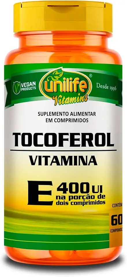 Alfa Tocoferol 400 Ui Vitamina E Unilife Vegan 60 Cp