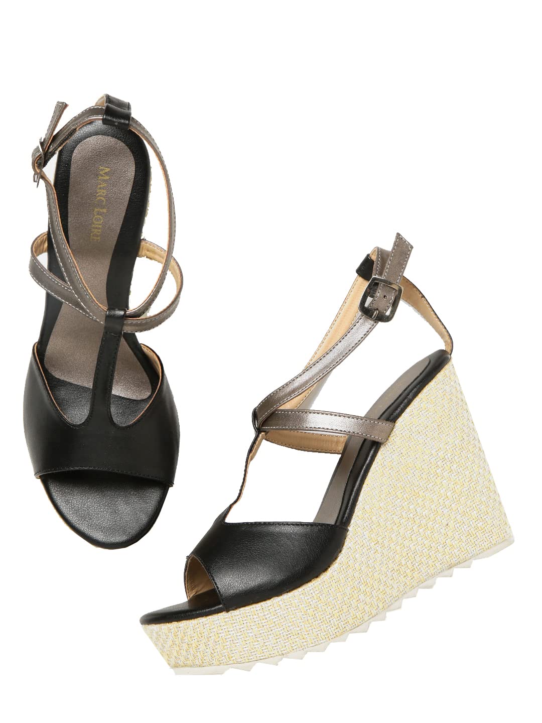 Marc Loire Womens Open Toe High Heel Slip On Wedges Sandal (Black I, 7) (B09GYMKBKP) Amazon Price History, Amazon Price Tracker