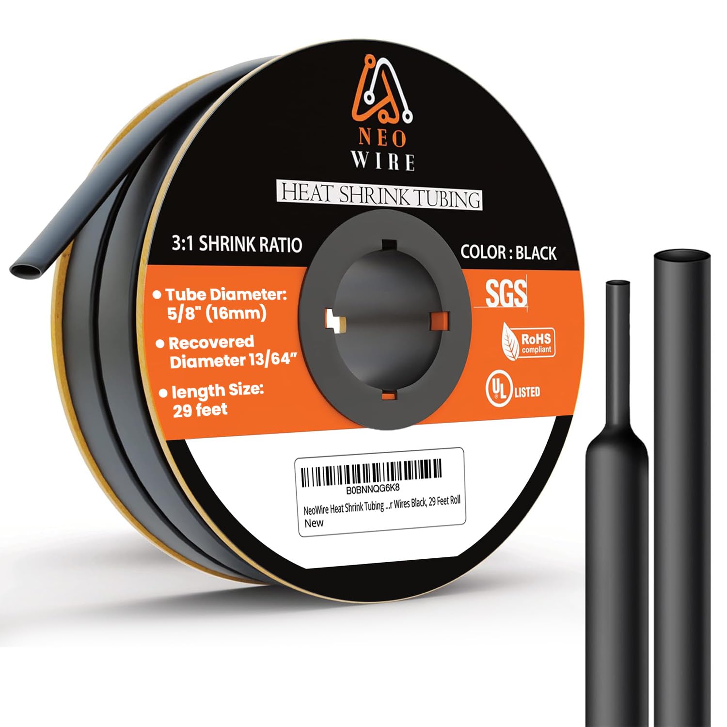 NeoWire Heat Shrink Tubing 5/8" (16mm), 3:1 Ratio Shrink Tube Industrial and Marine Grade, Dual Wall Adhesive Lined Wire Shrink Wrap Tubing, 29 Feet