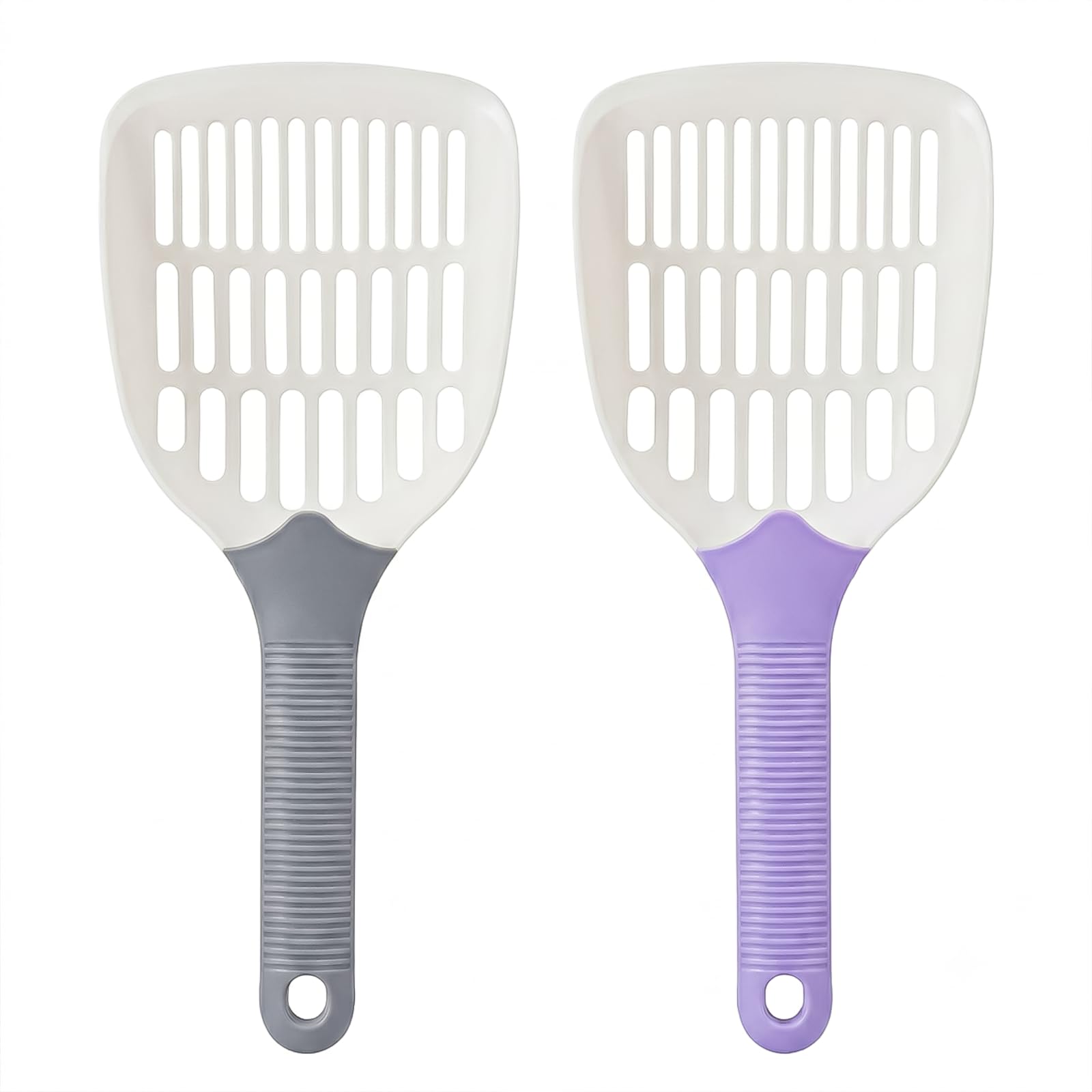 GZYCKJ 2 Pcs Cat Litter Scoop, Rabbit Poop Litter Scoop (Grey and Purple)
