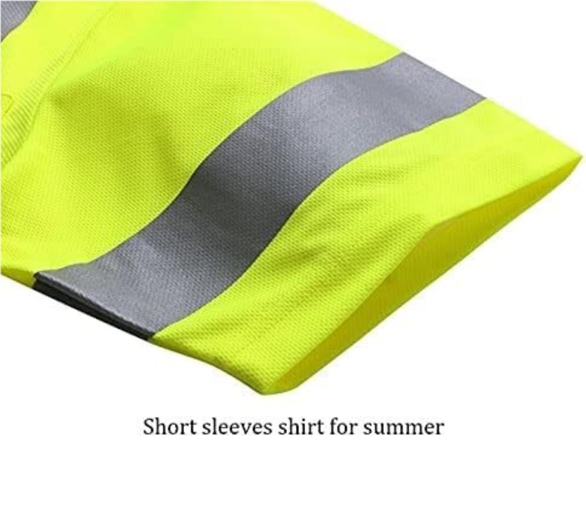Ropa De Seguridad Chaleco De Seguridad Reflectante Alta Visibilidad Camisas Trabajo Chalecos Rayas Reflectantes para Hombres con Tiras Reflectantes(Large)