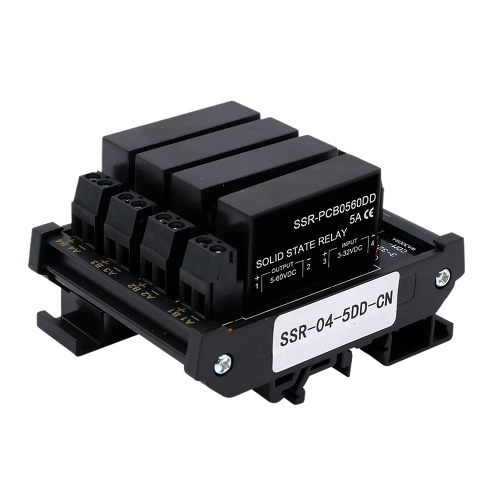 Relais statique 4 canaux DC-AC rail DIN avec commande positive pour armoire électrique