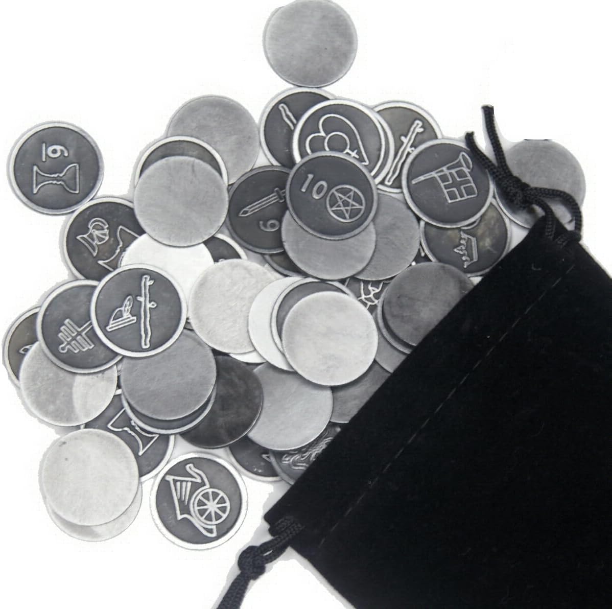Tarot Coins for Divination 78 Metal Coins for Fortune Telling and Rune Casting Major and Minor Arcana Coins