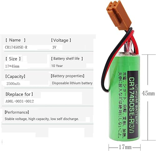 Miniatura 2 de (Paquete de 50) 3V 2500mAh CR17450SE-R PLC CNC System Batería con resistencia para SANYO CR17450SE-R  A98L-0031-0012 FANUC CNC con enchufe
