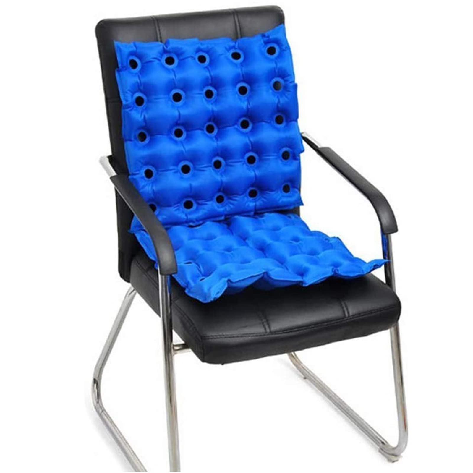 NEFSO Cojín Cuadrado Inflable - Asiento De Cojín De Dona para Llagas De Cama Hemorroides Silla De Ruedas, Aliviar El Alivio del Dolor por Presión (con Bomba De Aire),Azul (Azul)