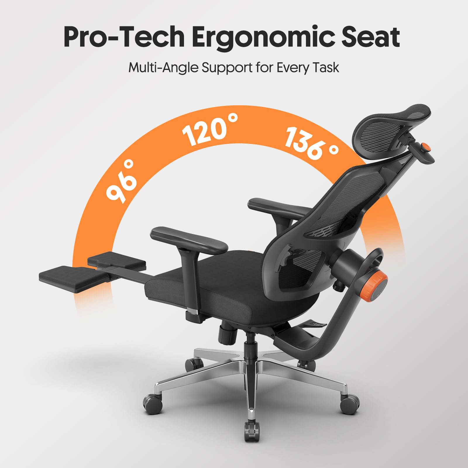 Newtral MagicH-BPro Sedia ergonomica con poggiapiedi – Sedia da scrivania con schienale alto e supporto lombare adattabile e poggiatesta auto following, braccioli 4D, profondità seduta regolabile e