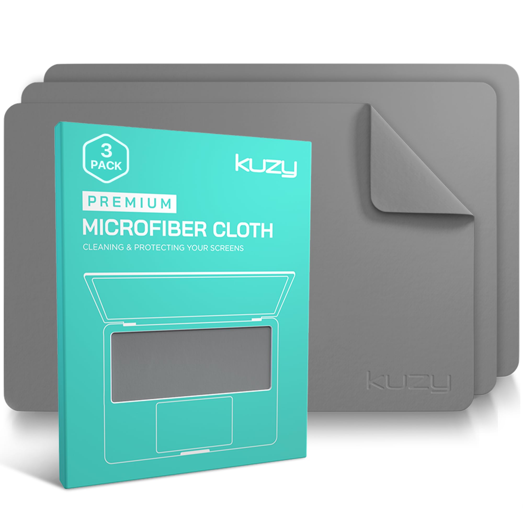 Kuzy Microfiber Keyboard Cover Cloth - Ideal Screen Cleaner for MacBook Pro 13?, 15? MacBook Air 13? Cleaning Microfiber Dust Cloth - Laptop Screen Protector Cloth - 3pc