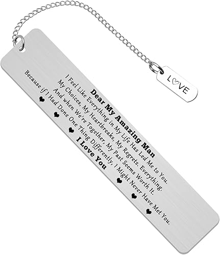 My Man Gift for Him I Love You - Marcapáginas de regalos para novio, marido, prometido, novio, aniversario, boda, Navidad, cumpleaños, día del