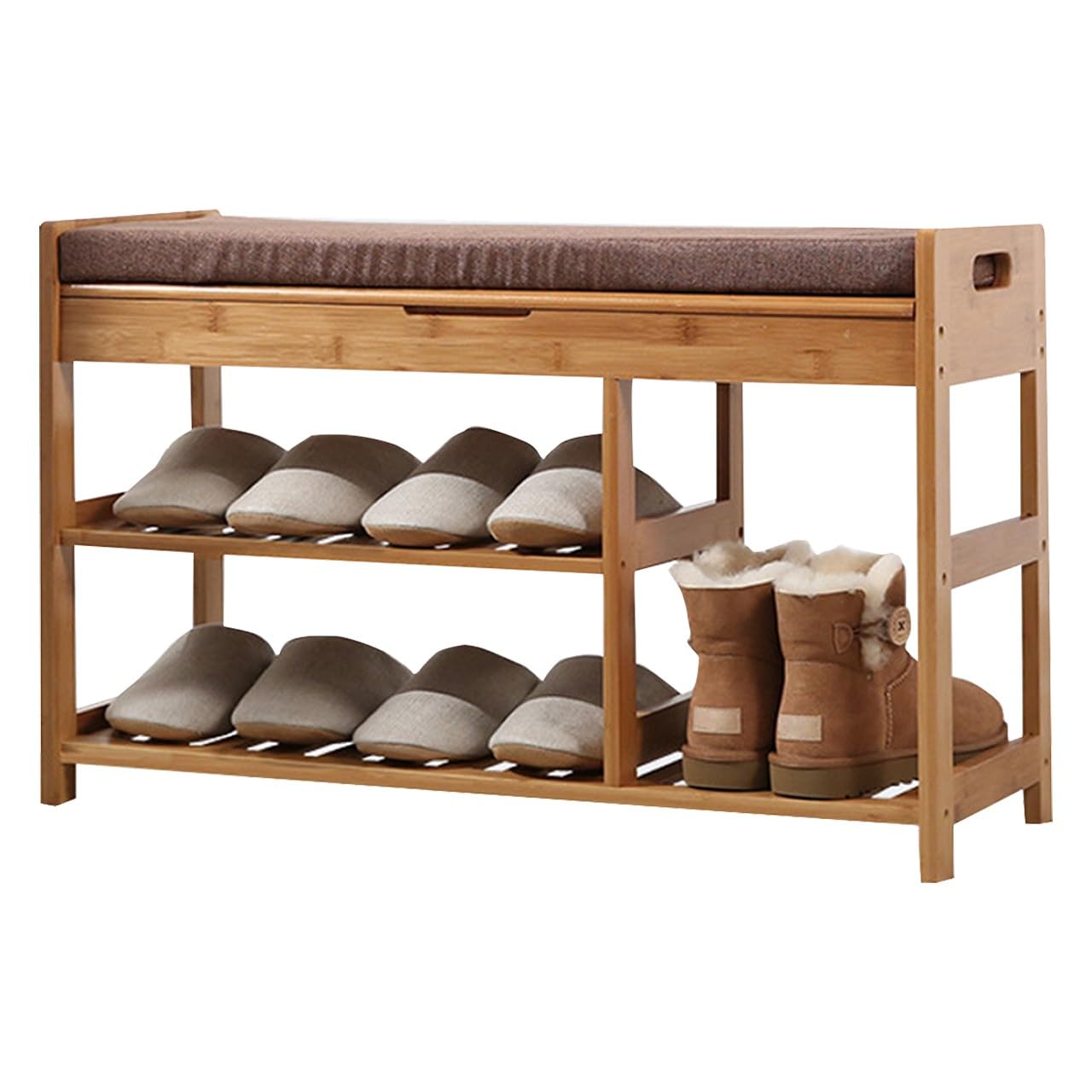 Banc à chaussures avec siège intégré pour chausser toute la famille confortablement
