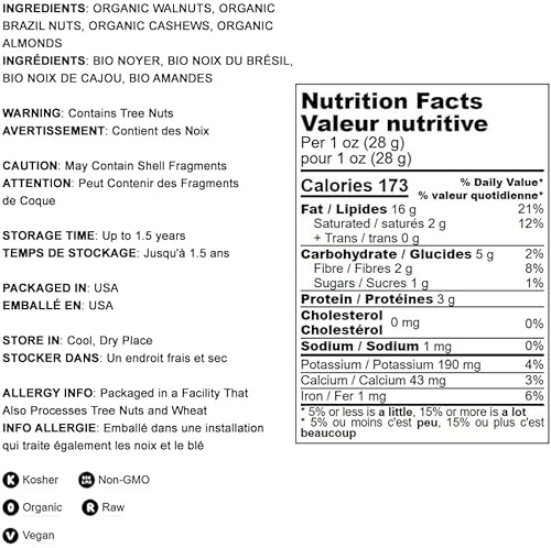 Organic Mixed Raw Nuts, 4 Pounds – Cashews, Brazil Nuts, Walnuts, Almonds, Non-Gmo, Kosher, Raw, Vegan, Unsalted, Bulk #TOP4