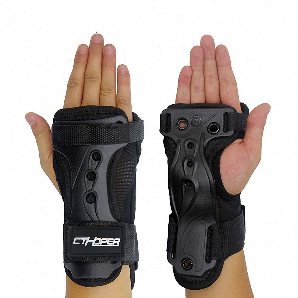 CTHOPER Skiing Gloves Roller Skating Wrist Palms Protective Gear Adjustable Gauntlets Wrist Guard Support for Snowboarding, Skateboard, Skating,