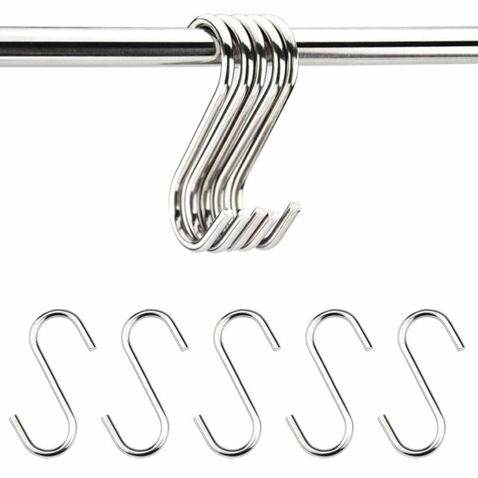 Twzqsyw 20 Pack S Hooks, S Shaped Heavy Duty Hanging Sturdy Metal Hooks, Stainless Steel S-Shaped Hooks, for Hanging at Kitchen Bathroom Bedroom Living Room and Office (5cm)