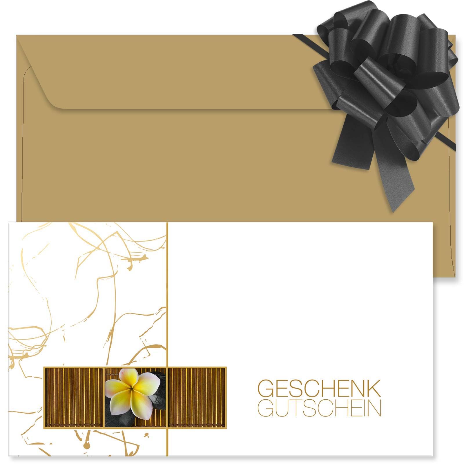 GESCHENKGUTSCHEINcom - 50 Gutscheine mit Umschlag/Schleife für Kosmetikinstitut Kosmetik Wellness - Geschenkgutschein-Vordruck blanko KS1279-2-50