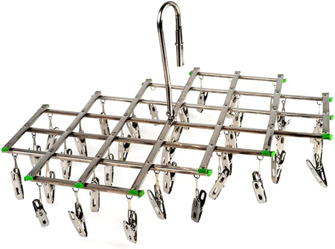 Stainless Steel Folding Laundry Hanger Set for Drying with 35 Clips