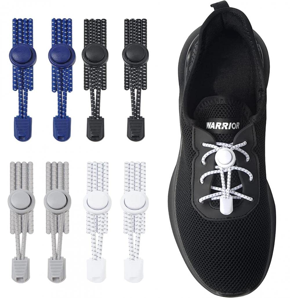 GoodernGoodern 4 Pair No Tie Silicone Shoelaces,Portable Silicone Shoe Laces with Lock Catch Stretch Colorful Shoelaces,One Size Fits All for Adults& Kids Unisex Lazy Shoelace for Travel Camping Party-D