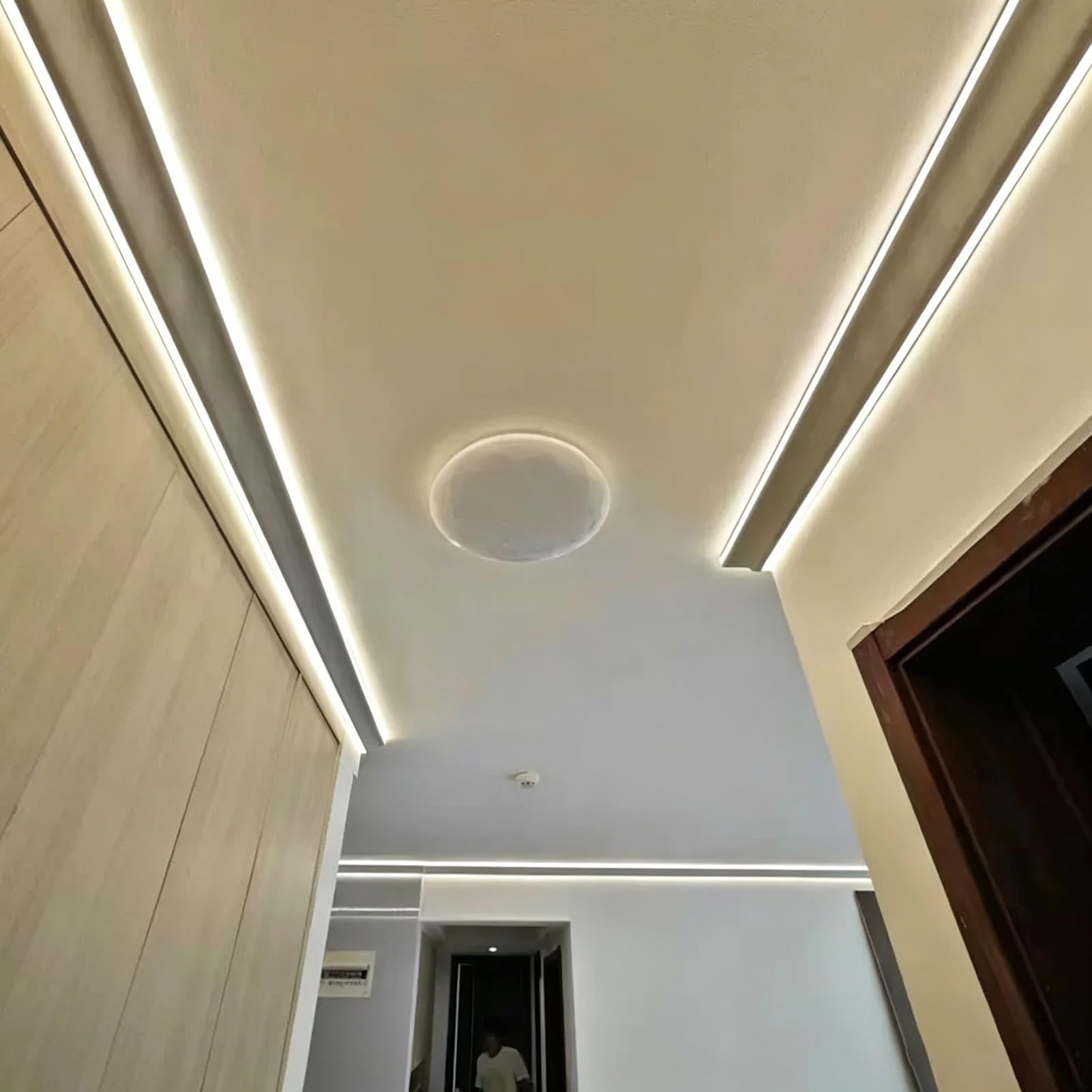 Profilo Angolare LED Cornice per Illuminazione Indiretta z Parete e Soffitto, Diffusore per Strisce LED, Cornice Decorativa a Doppio Profilo, con Raccordo Angolare(5ft(1.5 m))
